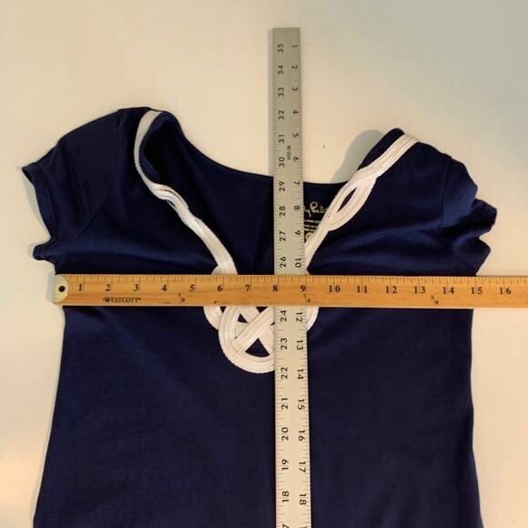 Lilly Pulitzer Dress Womens XS Extra Small Navy White Pima Cotton Rope Detail - Picture 8 of 13